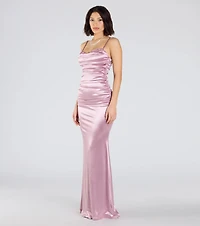 Shondra Sweetheart Applique Satin Mermaid Dress