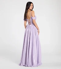Skyler Glitter Woven Corset A-Line Formal Dress