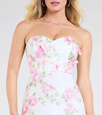 Robin Strapless Lace-Up Floral Mermaid Formal Dress