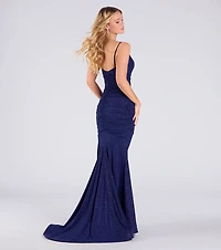 Klarissa Cowl Neck Mermaid Glitter Formal Dress