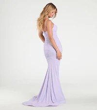 Klarissa Cowl Neck Mermaid Glitter Formal Dress
