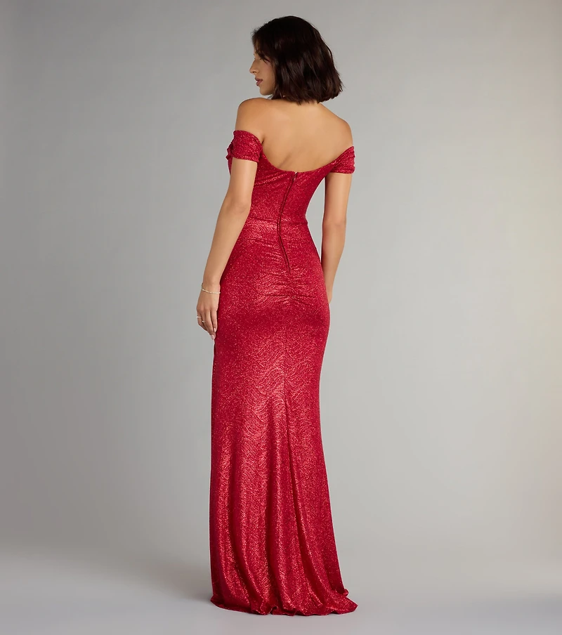 Alina Glitter Off-The-Shoulder Mermaid Formal Dress
