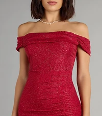 Alina Glitter Off-The-Shoulder Mermaid Formal Dress