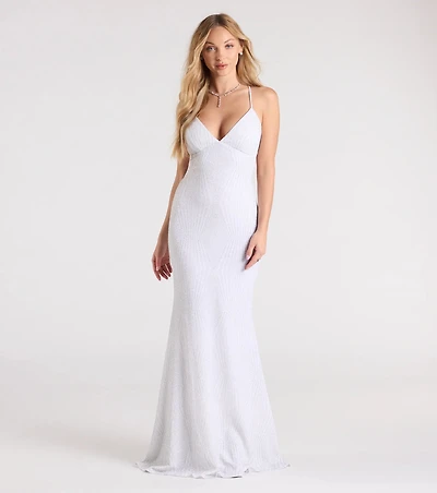 Carina Lace-Up Mermaid Glitter Formal Dress
