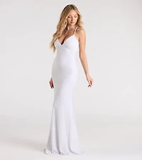 Carina Lace-Up Mermaid Glitter Formal Dress