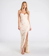 Jennifer Cowl Neck Bodycon Floral Velvet Formal Dress