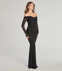 Victoria Off-The-Shoulder Glitter Mermaid Formal Dress