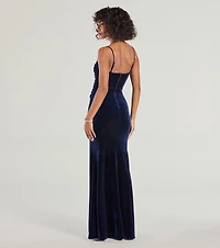 Giselle Sleeveless Slit Mermaid Velvet Formal Dress