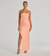 Anisley Strapless High Slit Column Formal Dress