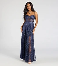Lauren Sweetheart A-Line Glitter Sequin Dress