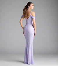 Faye Cold Shoulder Mermaid Beaded Formal Dress