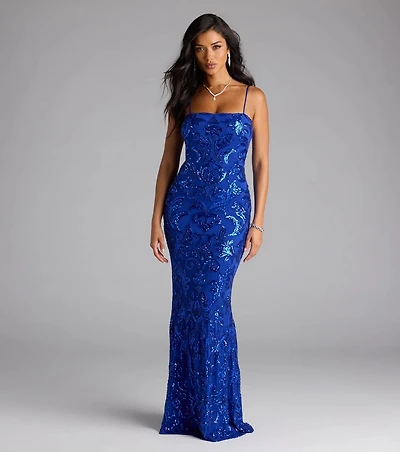 Sarai Mermaid Sequin Beaded Formal Dress