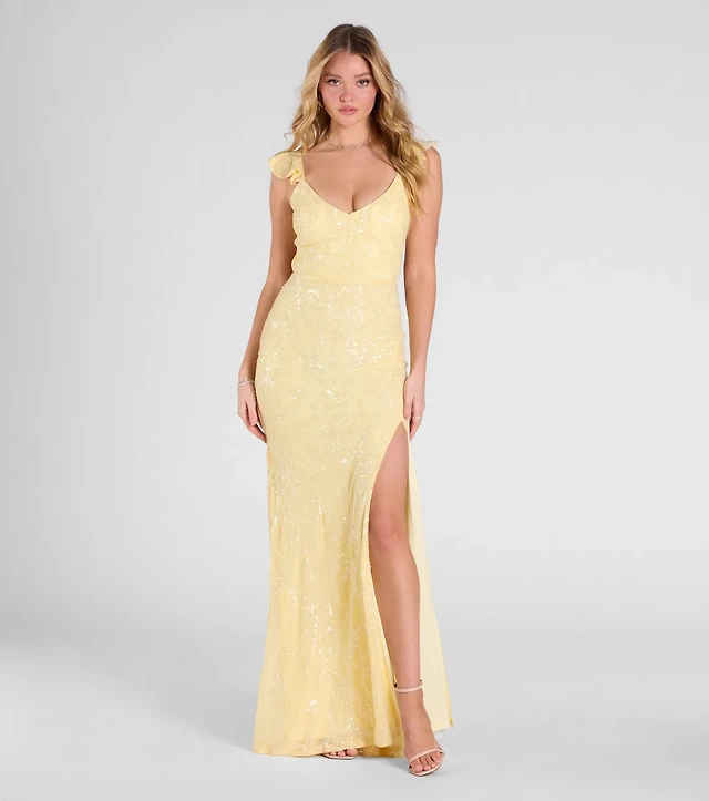 Windsor Estella V-Neck Column Long Sequin Formal Dress at CoolSprings  Galleria in Franklin, TN
