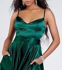 Emilie Satin Tie-Back A-Line Formal Dress