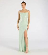 Hollie Lace-Up Mermaid Sequin Beaded Formal Dress