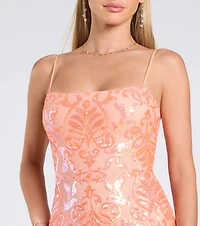 Celina Sequin Lace-Up High Slit Mermaid Dress