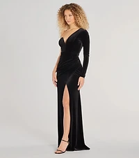 Sasha One-Shoulder Mermaid Velvet Formal Dress