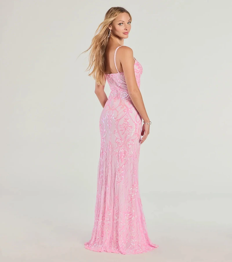 Tabitha Sleeveless Sequin Formal Column Dress