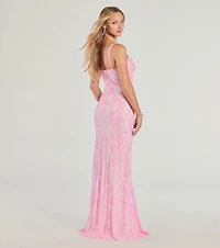 Tabitha Sleeveless Sequin Formal Column Dress