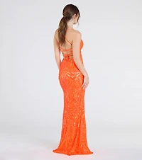 Lottie Sequin Lace-Up Mermaid Dress