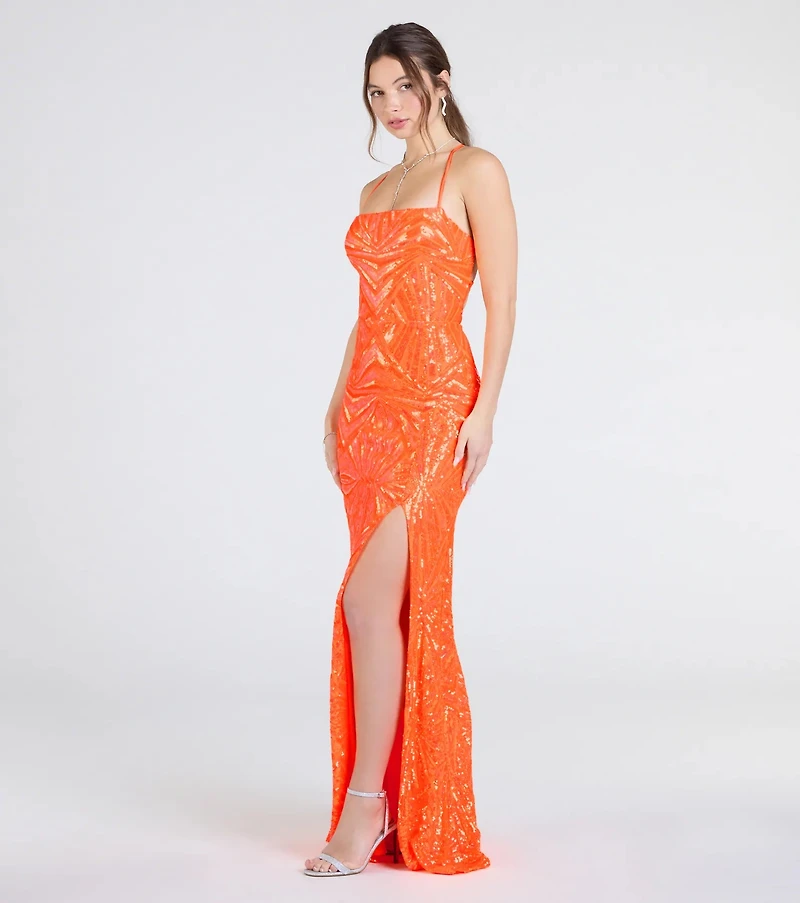 Lottie Sequin Lace-Up Mermaid Dress