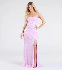 Kimber High Slit Floral Sequin Mermaid Dress