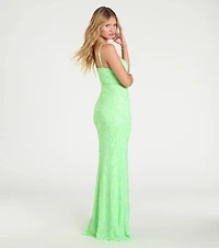 Ebony Sequin Corset Slit Mermaid Dress