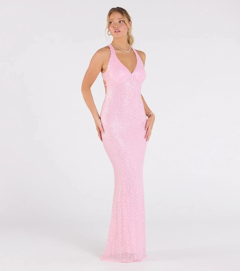 Vanessa Open Back Mermaid Sequin Formal Dress