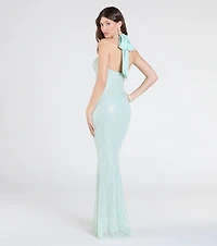 Brenna Halter Mermaid Sequin Formal Dress