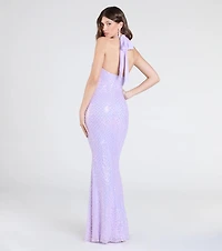Brenna Halter Mermaid Sequin Formal Dress