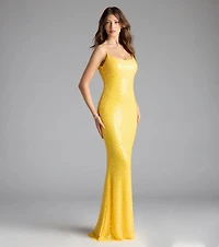 Amal Open Back Mermaid Bead Sequin Formal Dress
