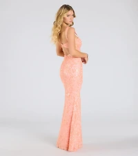 Darlene Cutout Back Bodycon Sequin Formal Dress