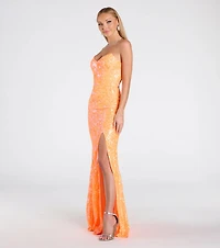 Chandler Strapless Lace-Up Sequin Formal Dress
