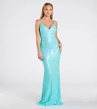 Liana Formal Sequin Scroll Mermaid Dress