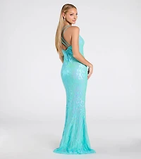Liana Formal Sequin Scroll Mermaid Dress