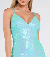 Liana Formal Sequin Scroll Mermaid Dress