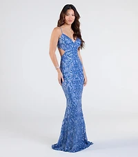 Jenny Cutout Open Back Mermaid Sequin Formal Dress