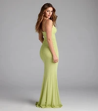 Kay Sleeveless V-Neck Mermaid Mesh Formal Dress