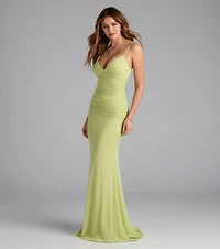 Kay Sleeveless V-Neck Mermaid Mesh Formal Dress