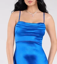 Marissa Formal Satin Cowl Neck Dress