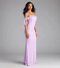 Deyna Formal Mesh Off-The-Shoulder Long Dress