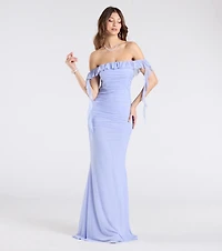 Deyna Formal Mesh Off-The-Shoulder Long Dress