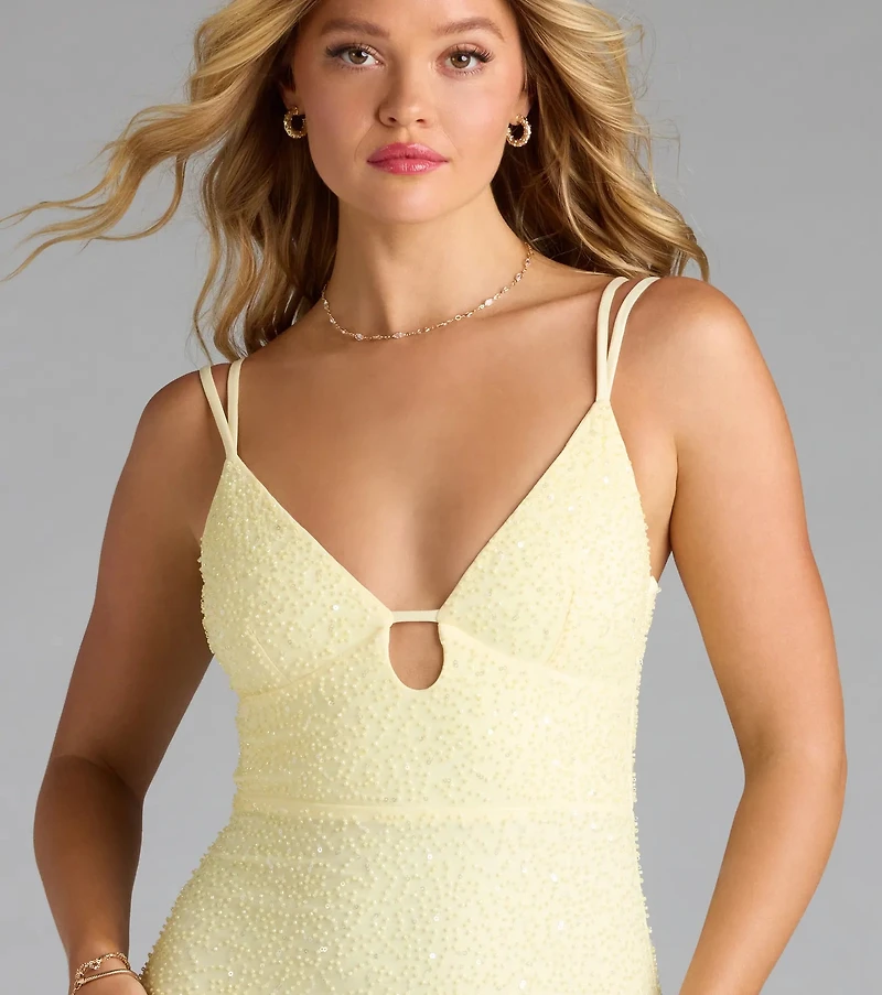Capriana V-Neck Mermaid Bead Sequin Formal Dress