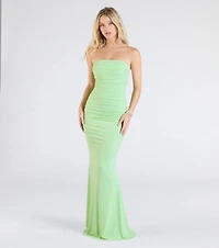 Mischka Strapless Mermaid Glitter Formal Dress
