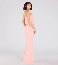 Mischka Strapless Mermaid Glitter Formal Dress