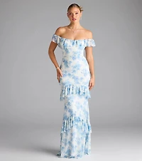 Charmaine Off-The-Shoulder Floral Formal Dress