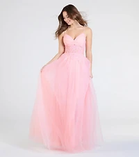 Alia Sequin Applique A-Line Tulle Formal Dress