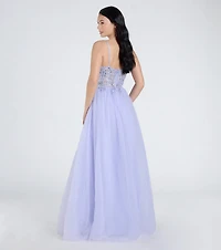 Alia Sequin Applique A-Line Tulle Formal Dress