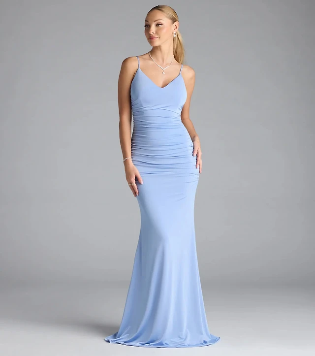 justine formal sequin mock neck mermaid dress Justine V-Neck Mermaid Formal Dress