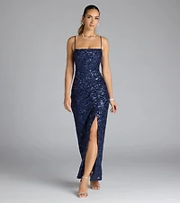 Jolie Sequin Slit Formal Dress